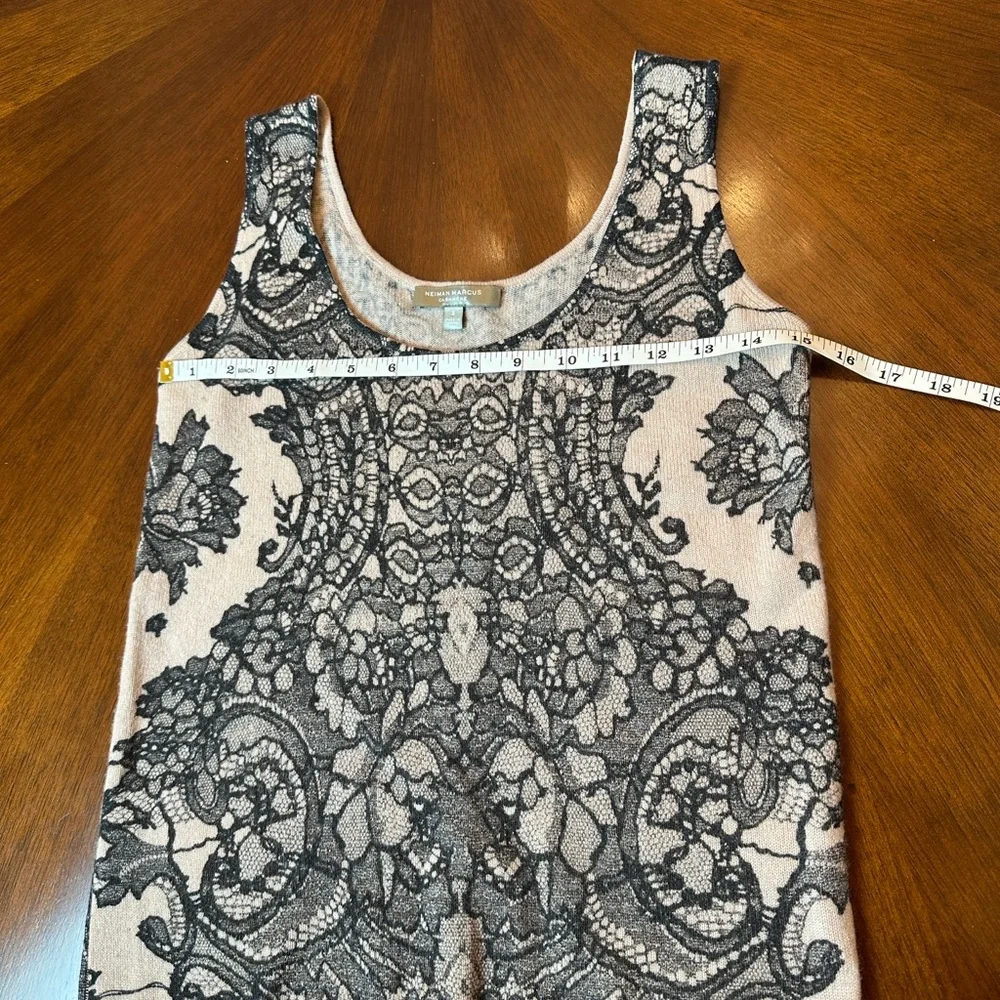 Neiman Marcus Cashmere Black and Cream Lace Design Top - Picture 8 of 8